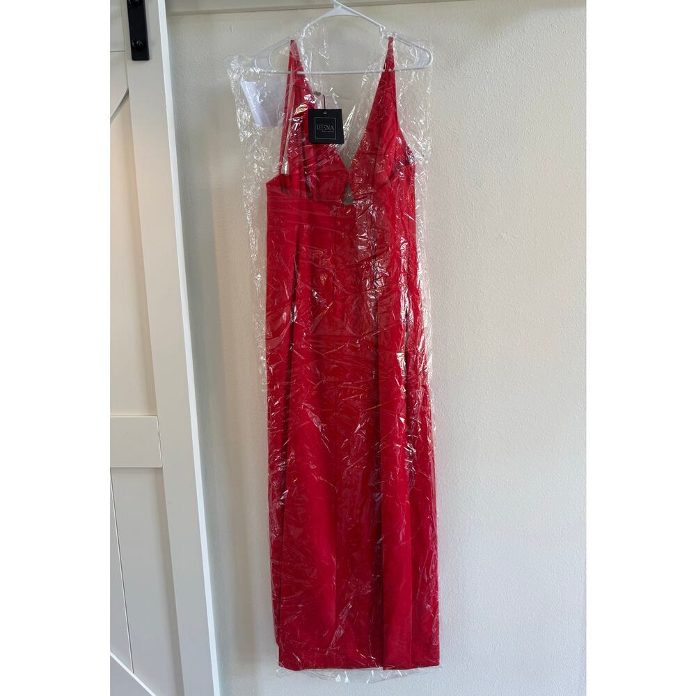 IEENA for Mac Duggal NWT size 12 8 Red Column Sleeveless Gown 27434 - Picture 4 of 13